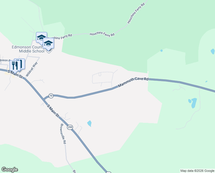 map of restaurants, bars, coffee shops, grocery stores, and more near 77-599 Papa Court in Brownsville
