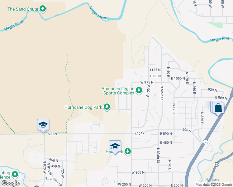 map of restaurants, bars, coffee shops, grocery stores, and more near 926 North 300 West in Hurricane