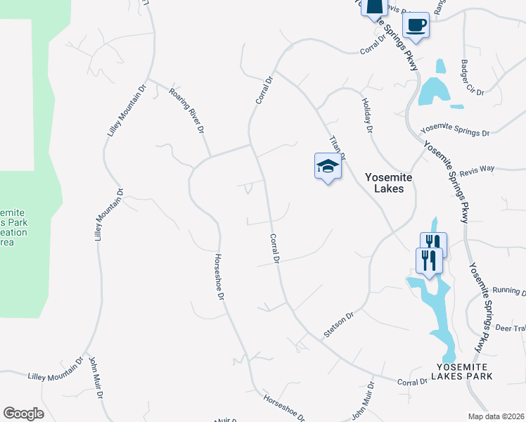 map of restaurants, bars, coffee shops, grocery stores, and more near 30270 Corral Drive in Coarsegold