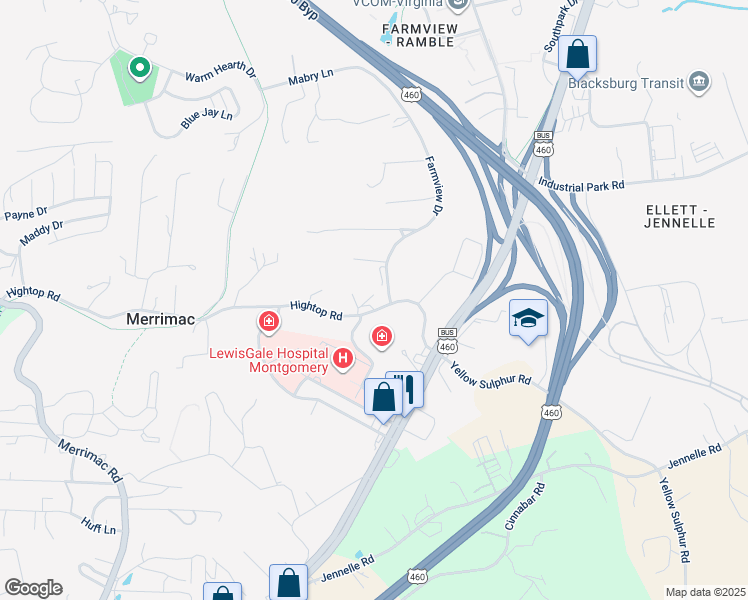 map of restaurants, bars, coffee shops, grocery stores, and more near 701-805 State Route 808 in Blacksburg