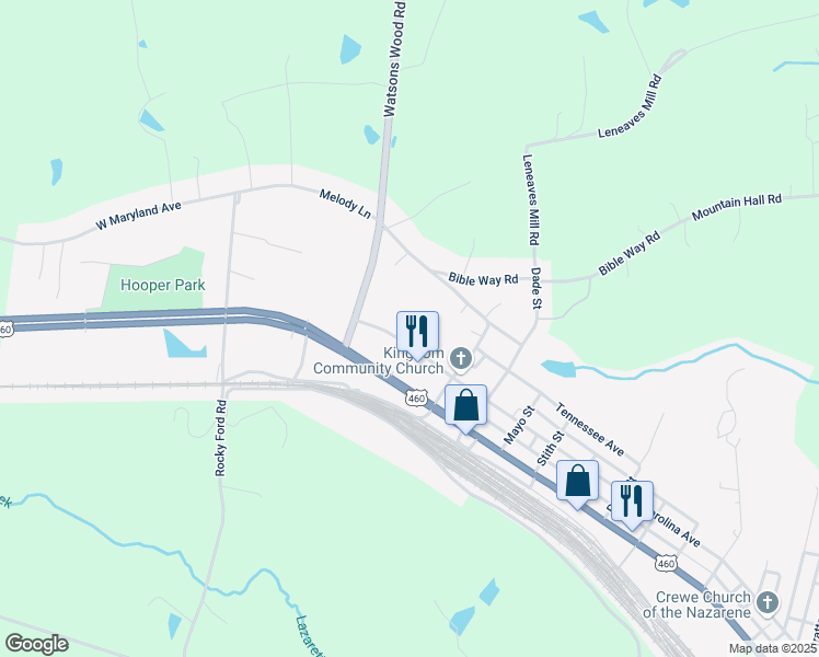 map of restaurants, bars, coffee shops, grocery stores, and more near Crewe Village Apartment in Crewe
