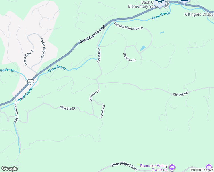 map of restaurants, bars, coffee shops, grocery stores, and more near 7563 Old Mill Road in Roanoke
