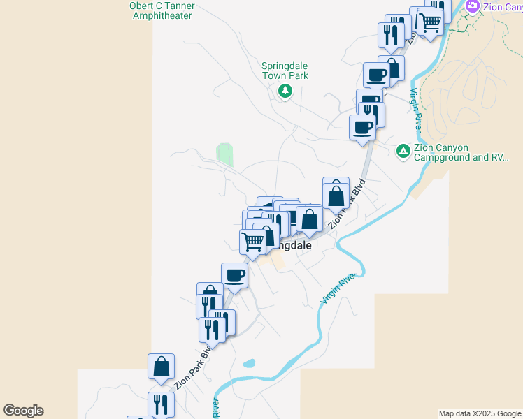 map of restaurants, bars, coffee shops, grocery stores, and more near 100 Winderland Lane in Springdale