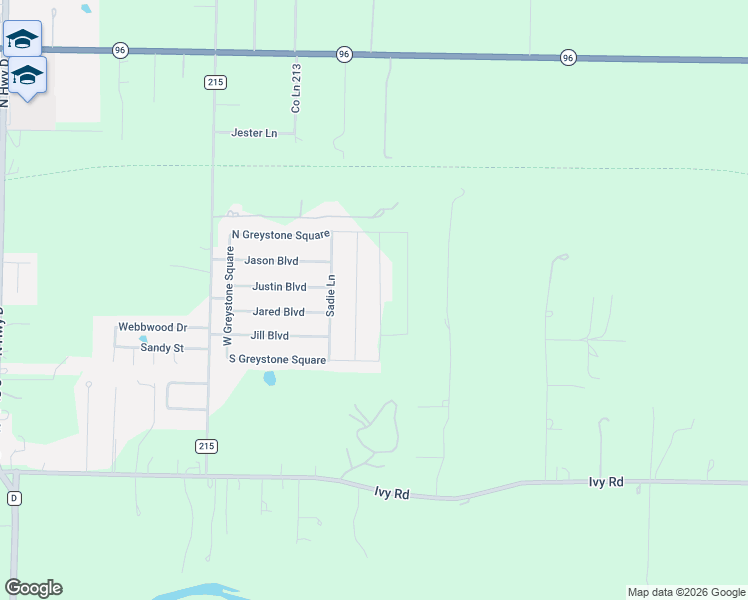 map of restaurants, bars, coffee shops, grocery stores, and more near 334 Sadie Lane in Webb City