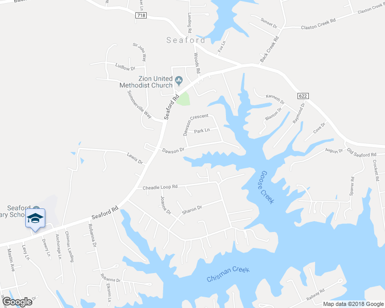 map of restaurants, bars, coffee shops, grocery stores, and more near 200 Dawson Drive in Seaford