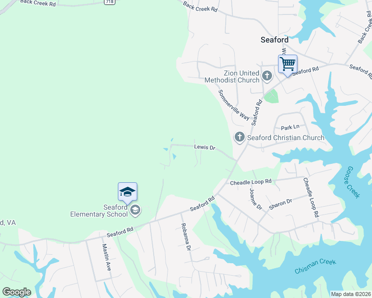 map of restaurants, bars, coffee shops, grocery stores, and more near 120A Lewis Drive in Seaford