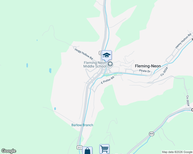 map of restaurants, bars, coffee shops, grocery stores, and more near 135-187 North Abdoo Street in Fleming-Neon