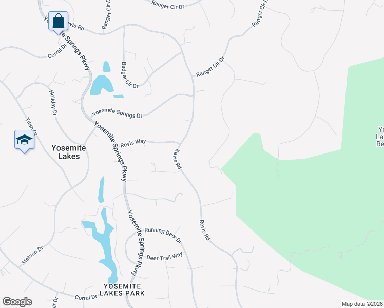 map of restaurants, bars, coffee shops, grocery stores, and more near 30499 Revis Road in Coarsegold