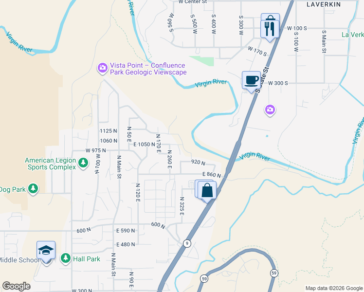 map of restaurants, bars, coffee shops, grocery stores, and more near 920 North in Hurricane