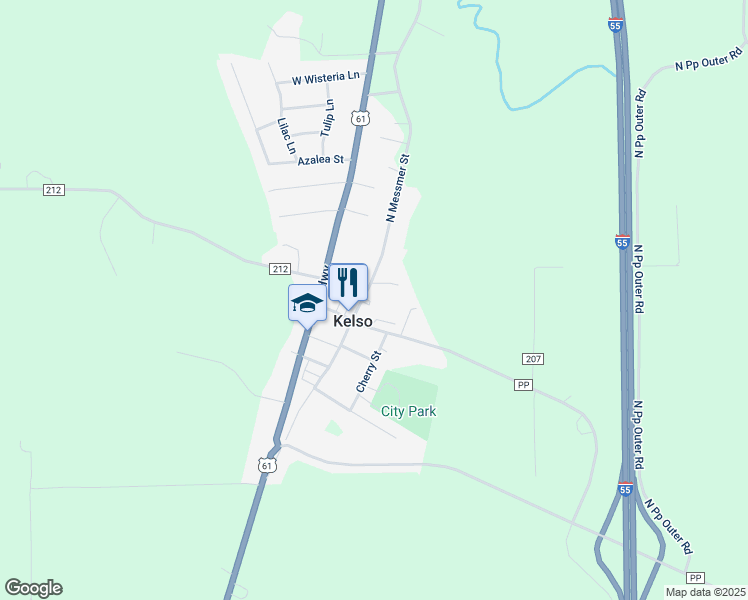 map of restaurants, bars, coffee shops, grocery stores, and more near 220 Mill Road in Kelso