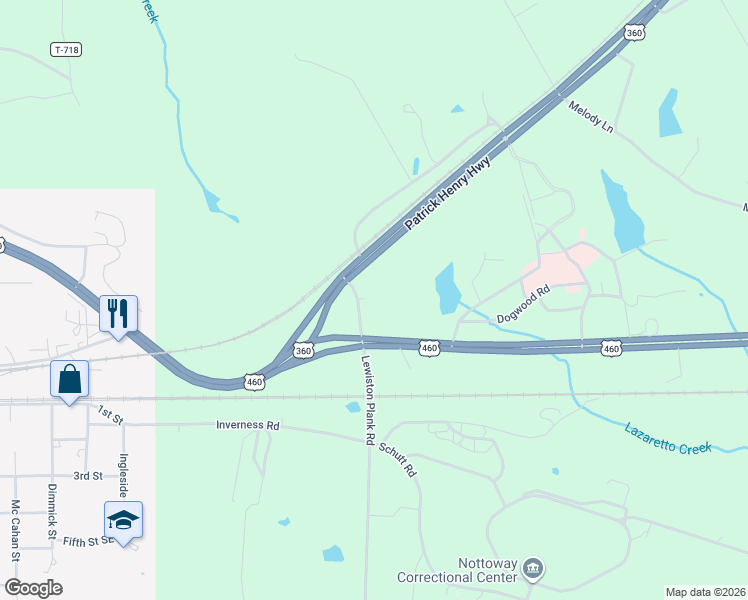 map of restaurants, bars, coffee shops, grocery stores, and more near State Route 723 in Crewe
