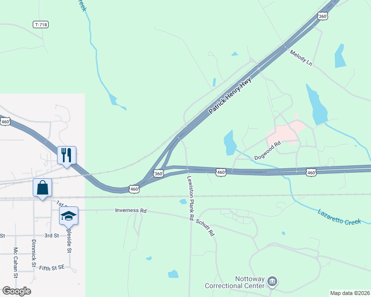 map of restaurants, bars, coffee shops, grocery stores, and more near State Route 723 in Crewe