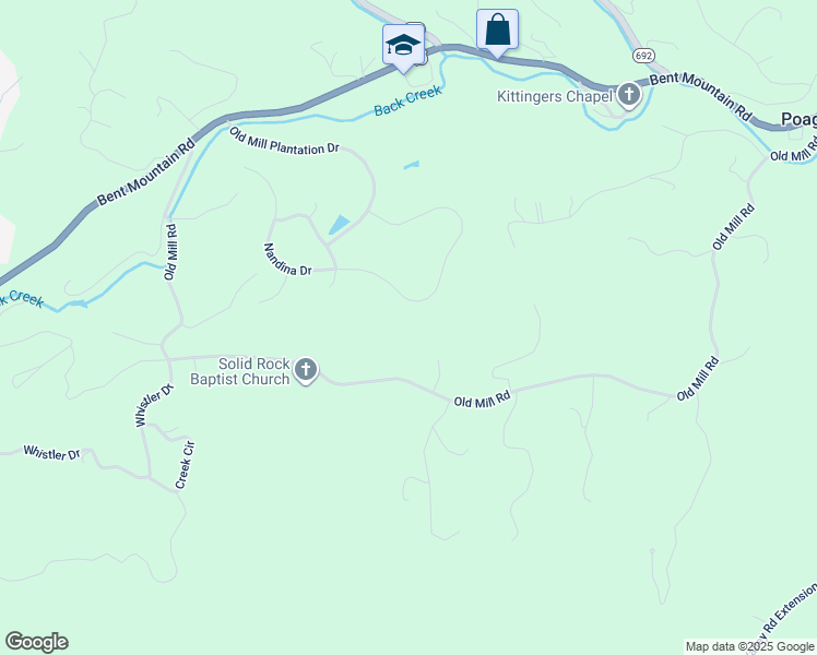 map of restaurants, bars, coffee shops, grocery stores, and more near 7535 Nandina Drive in Roanoke