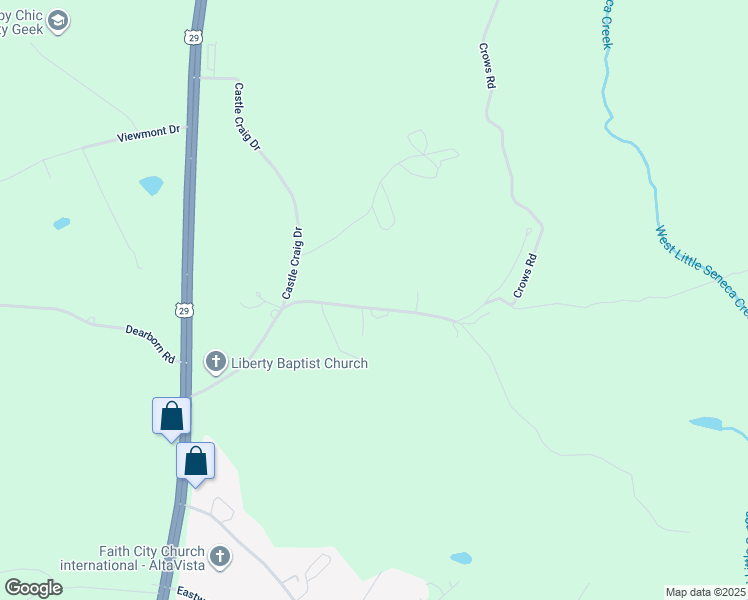map of restaurants, bars, coffee shops, grocery stores, and more near 536 Nickland Drive in Evington