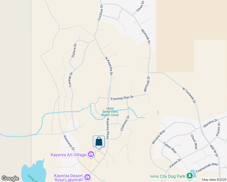 map of restaurants, bars, coffee shops, grocery stores, and more near 1063 Wind Dancer Court in Ivins
