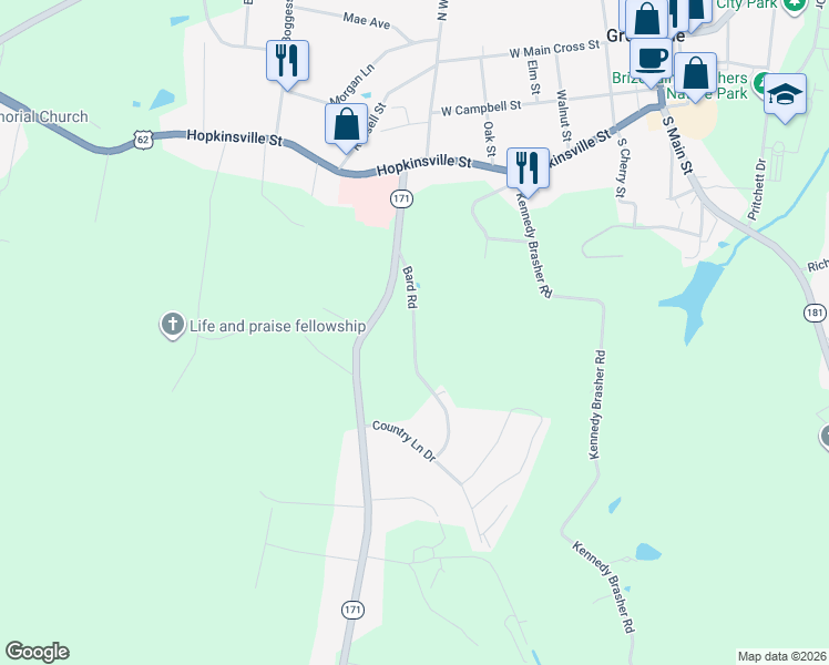 map of restaurants, bars, coffee shops, grocery stores, and more near 460 Bard Road in Greenville