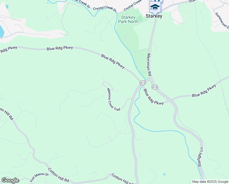 map of restaurants, bars, coffee shops, grocery stores, and more near 7043 Mountain Spring Court in Roanoke