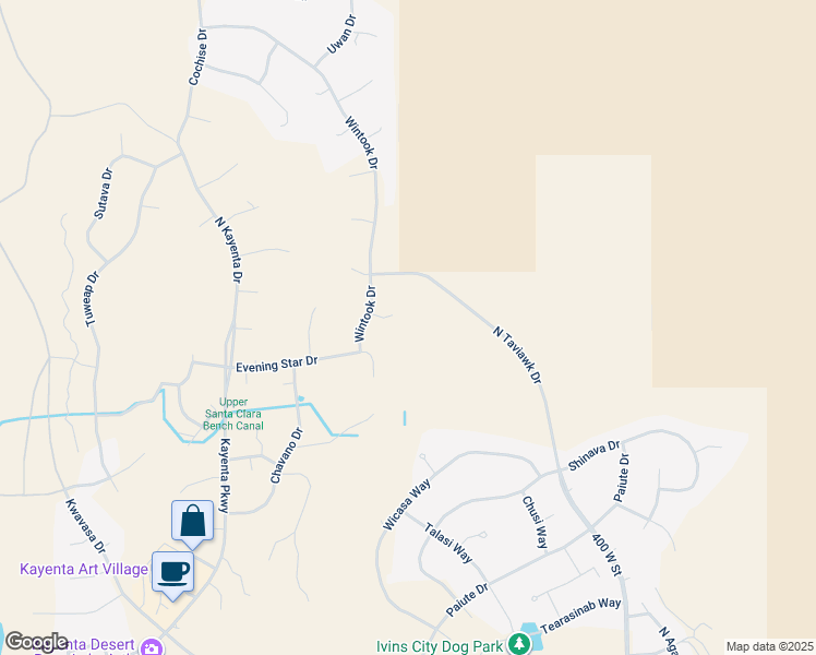 map of restaurants, bars, coffee shops, grocery stores, and more near 815 Kumo Court in Ivins