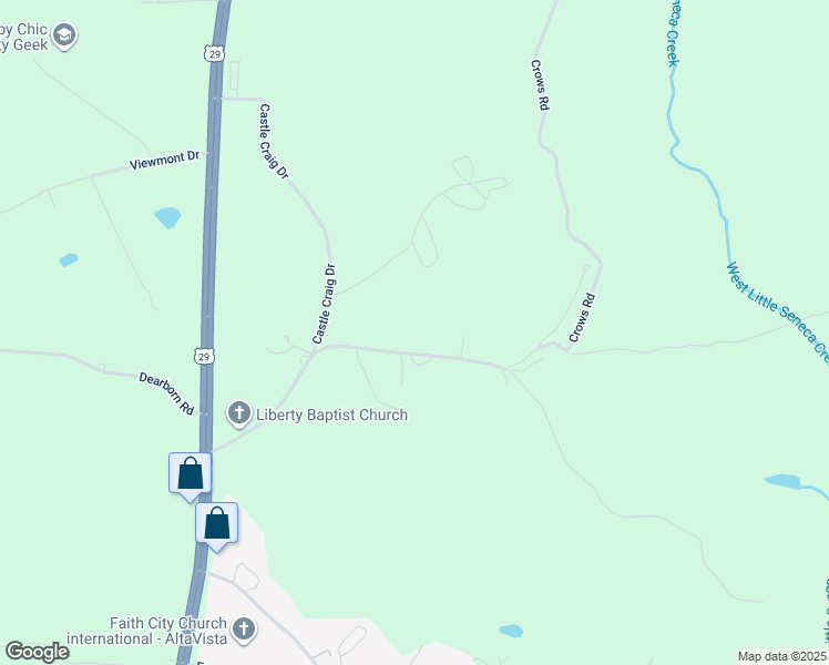 map of restaurants, bars, coffee shops, grocery stores, and more near 536 Nickland Drive in Evington