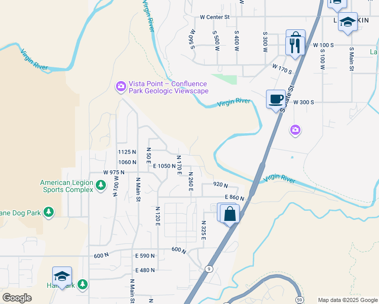 map of restaurants, bars, coffee shops, grocery stores, and more near 1178 Florence Circle in Hurricane