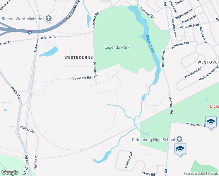 map of restaurants, bars, coffee shops, grocery stores, and more near 1827 Bogese Drive in Petersburg