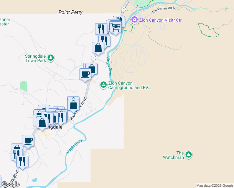 map of restaurants, bars, coffee shops, grocery stores, and more near in Springdale