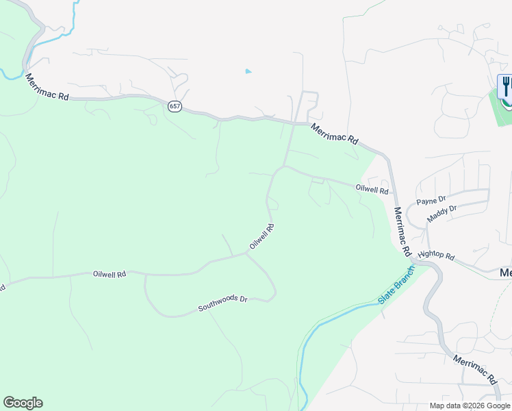 map of restaurants, bars, coffee shops, grocery stores, and more near 1482 Oilwell Road in Blacksburg