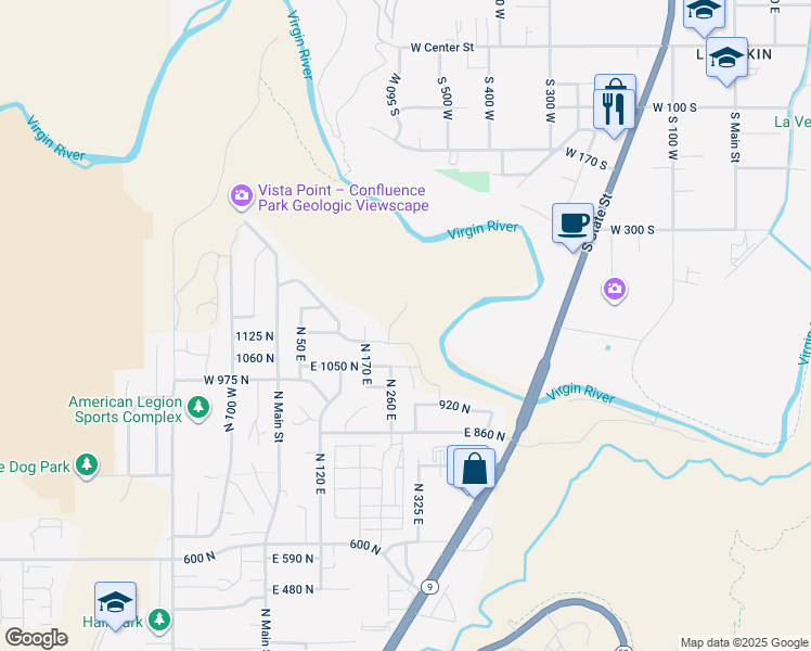 map of restaurants, bars, coffee shops, grocery stores, and more near 1148 Florence Circle in Hurricane