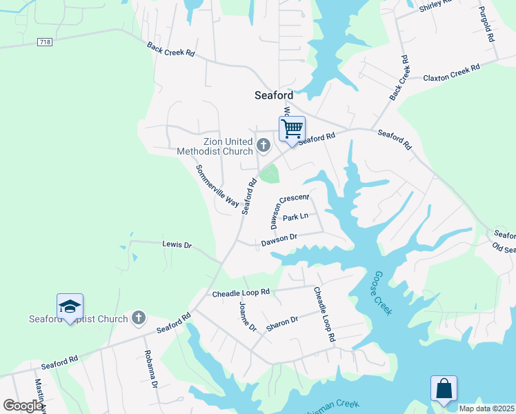 map of restaurants, bars, coffee shops, grocery stores, and more near 1918 Seaford Road in Seaford