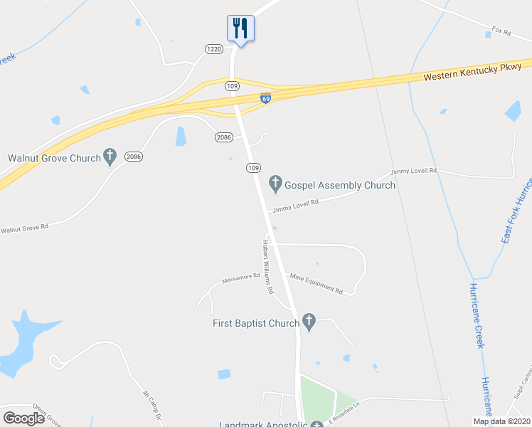 map of restaurants, bars, coffee shops, grocery stores, and more near 1554 Industrial Parkway in Dawson Springs