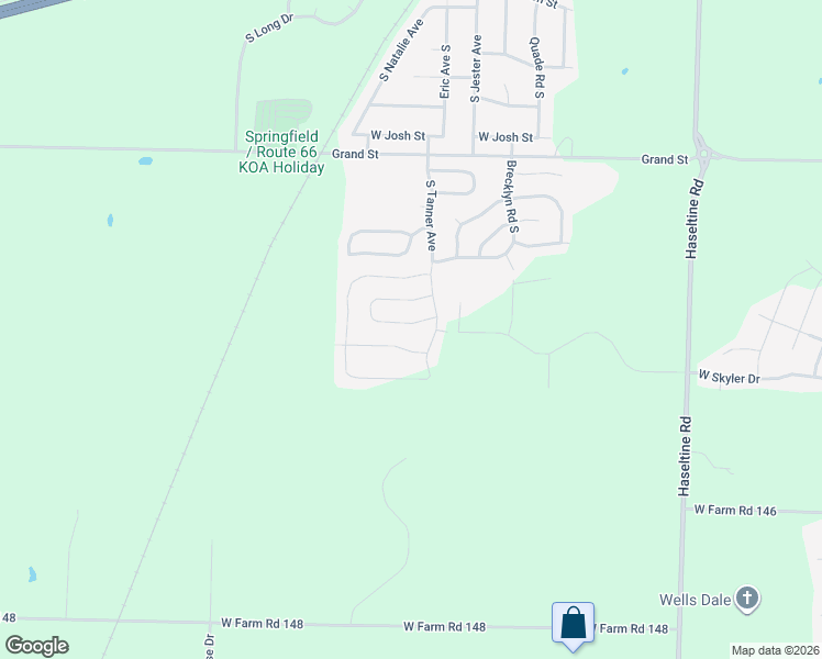 map of restaurants, bars, coffee shops, grocery stores, and more near 5570 West Pecan Street in Springfield