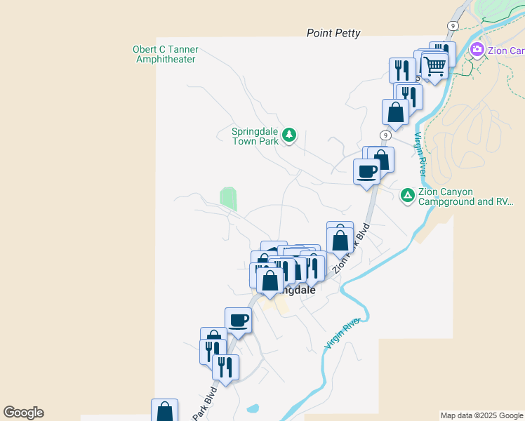 map of restaurants, bars, coffee shops, grocery stores, and more near 139 Matilda Lane in Springdale
