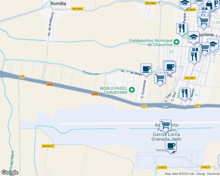 map of restaurants, bars, coffee shops, grocery stores, and more near s/n Calle Albert Berner in Chauchina