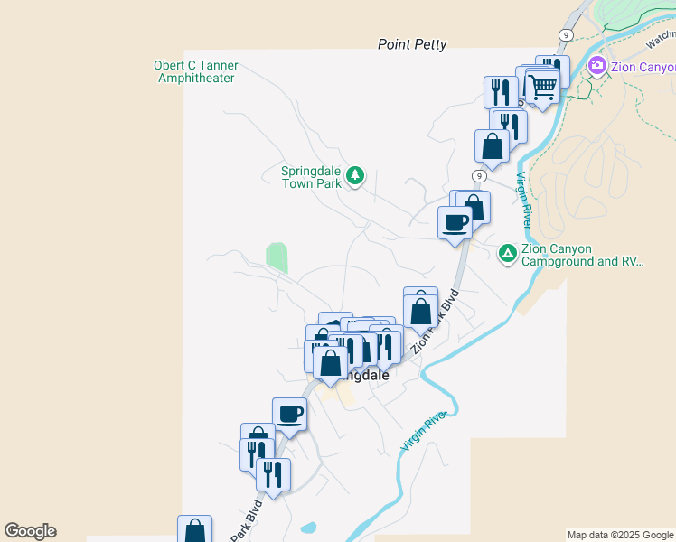 map of restaurants, bars, coffee shops, grocery stores, and more near 139 Matilda Lane in Springdale