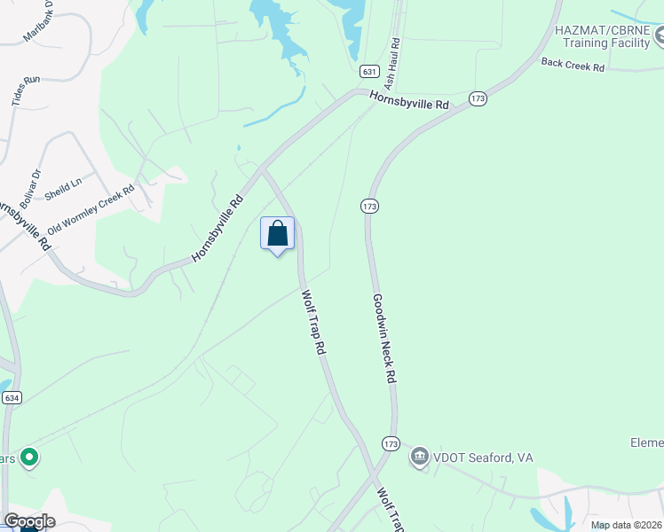 map of restaurants, bars, coffee shops, grocery stores, and more near 2402 Wolf Trap Road in Yorktown