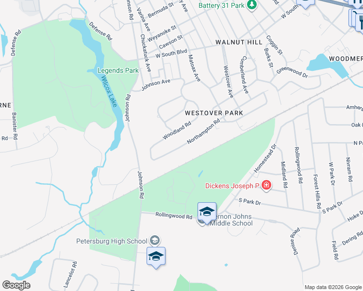 map of restaurants, bars, coffee shops, grocery stores, and more near 1200 Northampton Road in Petersburg