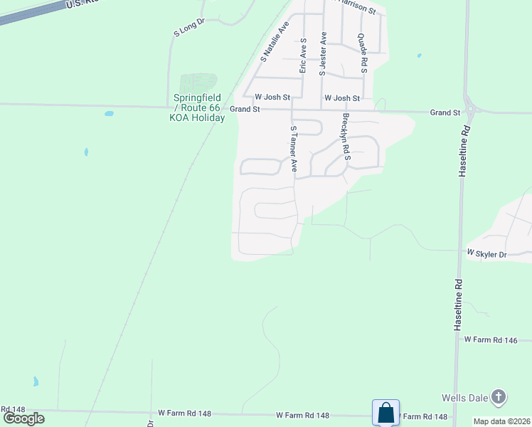 map of restaurants, bars, coffee shops, grocery stores, and more near 5639 West Pine Street in Springfield