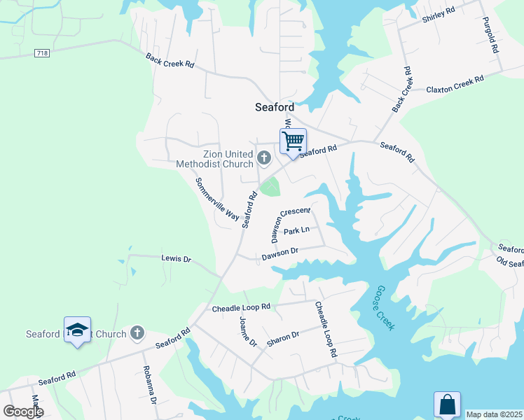 map of restaurants, bars, coffee shops, grocery stores, and more near 1918 Seaford Road in Seaford