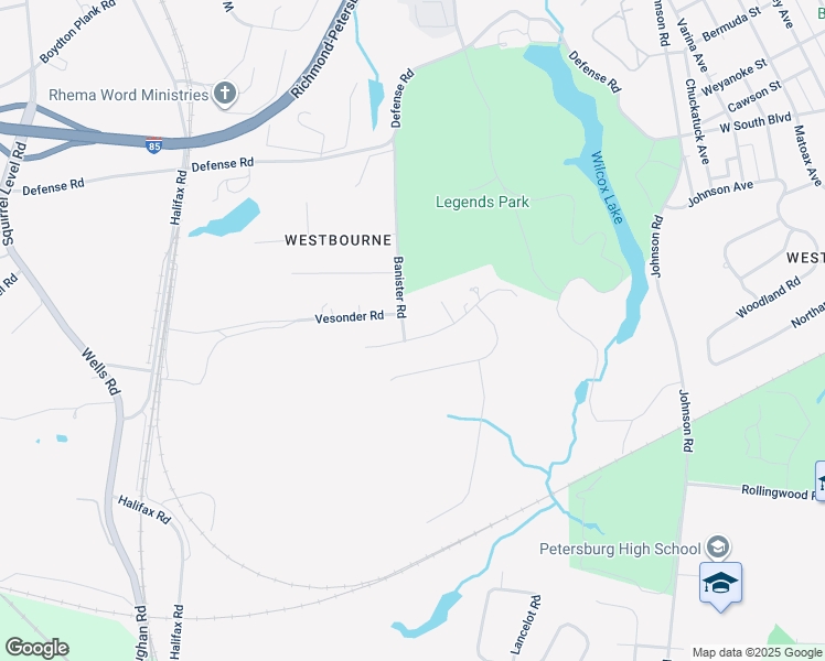 map of restaurants, bars, coffee shops, grocery stores, and more near 1875 Ramblewood Road in Petersburg
