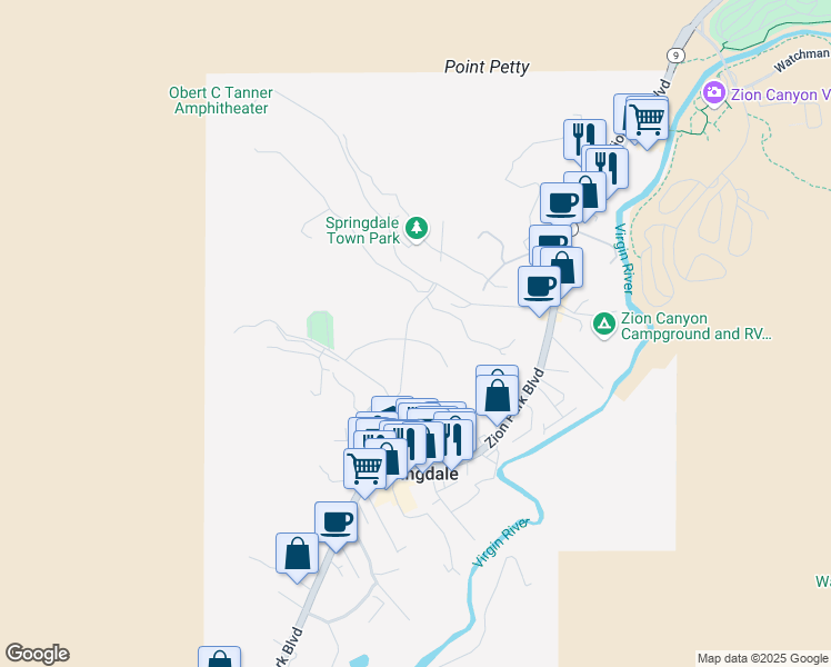 map of restaurants, bars, coffee shops, grocery stores, and more near 114 Trapper Circle in Springdale