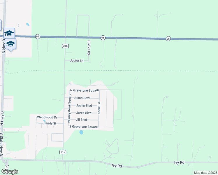map of restaurants, bars, coffee shops, grocery stores, and more near 2254 Greystone Square in Webb City