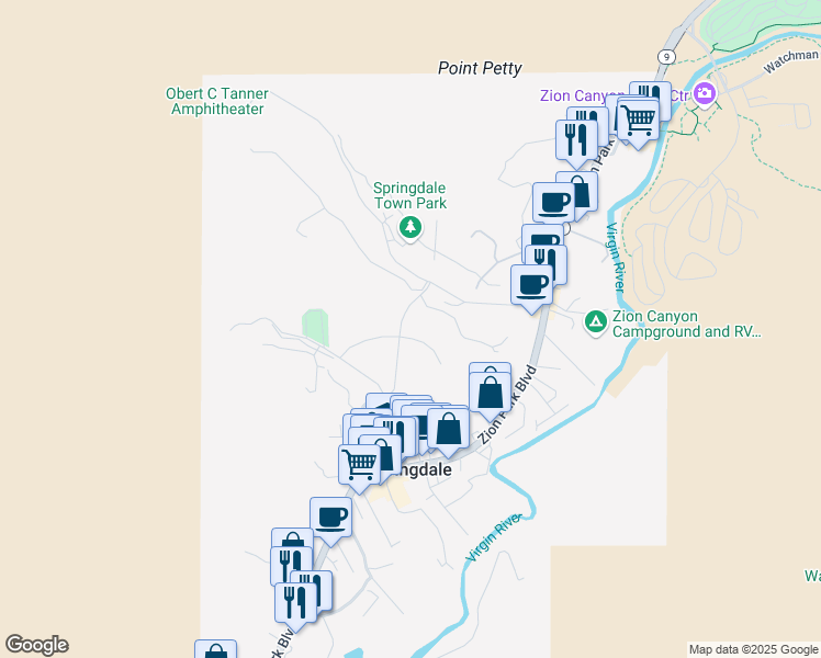 map of restaurants, bars, coffee shops, grocery stores, and more near 114 Trapper Circle in Springdale
