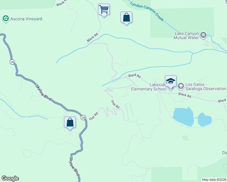 map of restaurants, bars, coffee shops, grocery stores, and more near 20085 Gist Road in Los Gatos