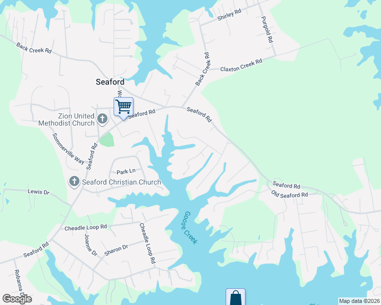 map of restaurants, bars, coffee shops, grocery stores, and more near 113A Kenneth Drive in Seaford