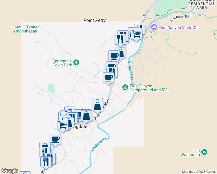 map of restaurants, bars, coffee shops, grocery stores, and more near 35 Lion Boulevard in Springdale