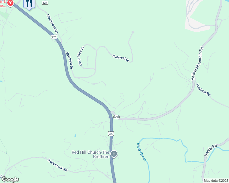 map of restaurants, bars, coffee shops, grocery stores, and more near 5827 Kathryn Drive in Roanoke