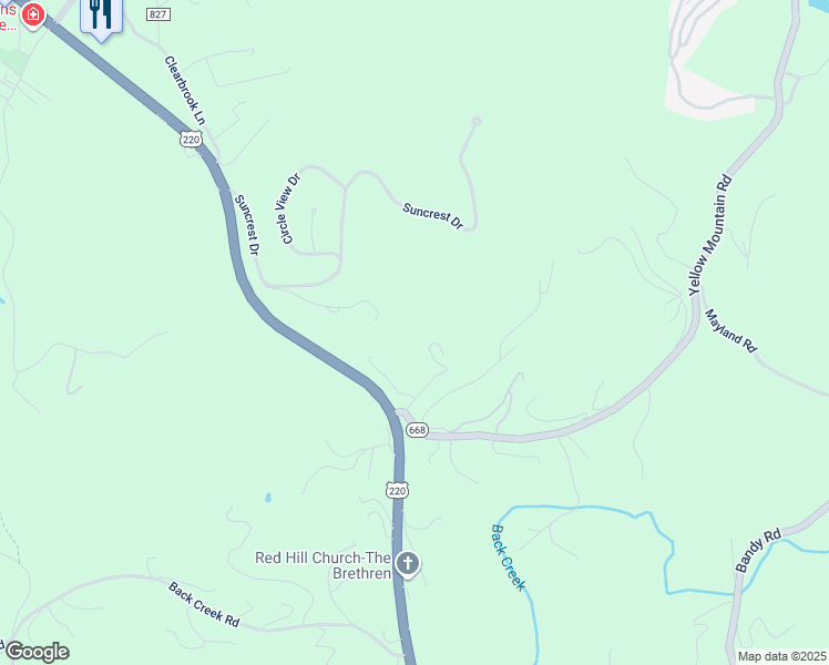map of restaurants, bars, coffee shops, grocery stores, and more near 5827 Kathryn Drive in Roanoke