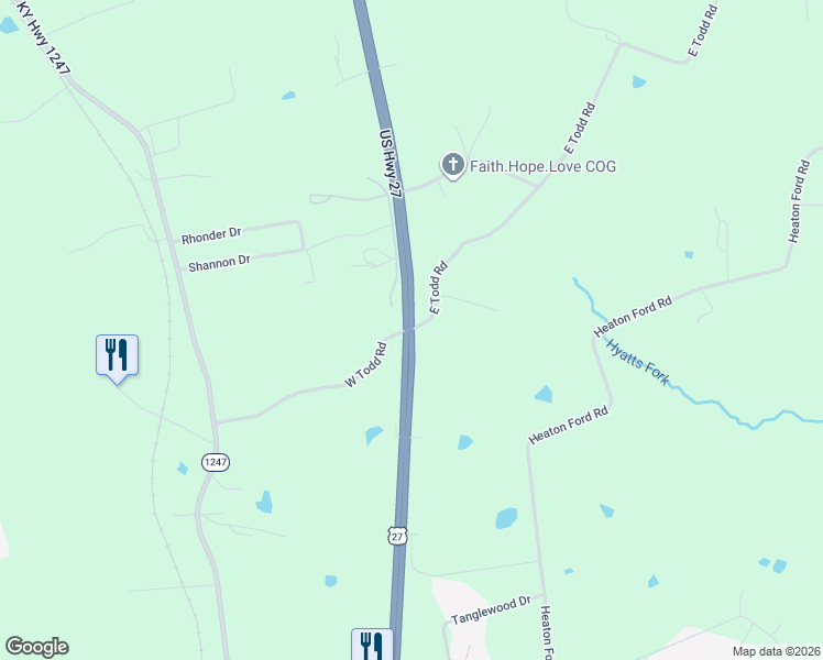 map of restaurants, bars, coffee shops, grocery stores, and more near 53 East Todd Road in Science Hill