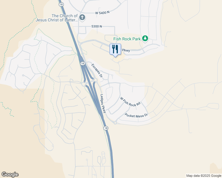 map of restaurants, bars, coffee shops, grocery stores, and more near 4873 Winged Foot Drive in St. George