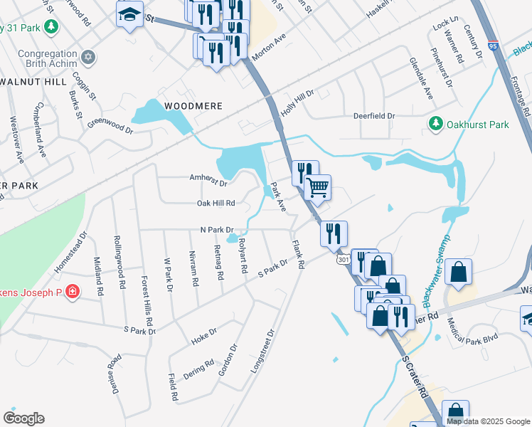 map of restaurants, bars, coffee shops, grocery stores, and more near 2732 Park Avenue in Petersburg